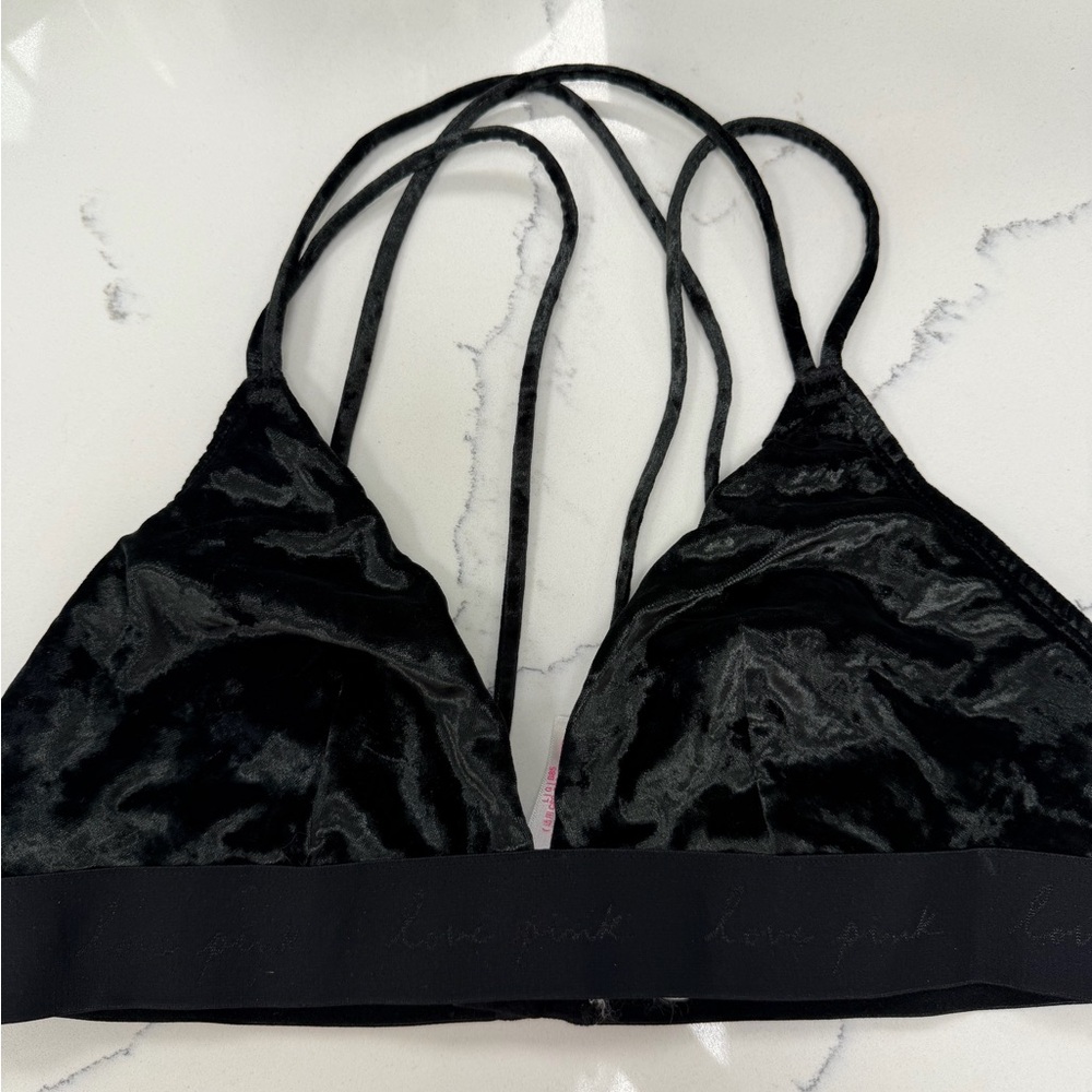 PINK Victoria's Secret Black Velvet Bralette